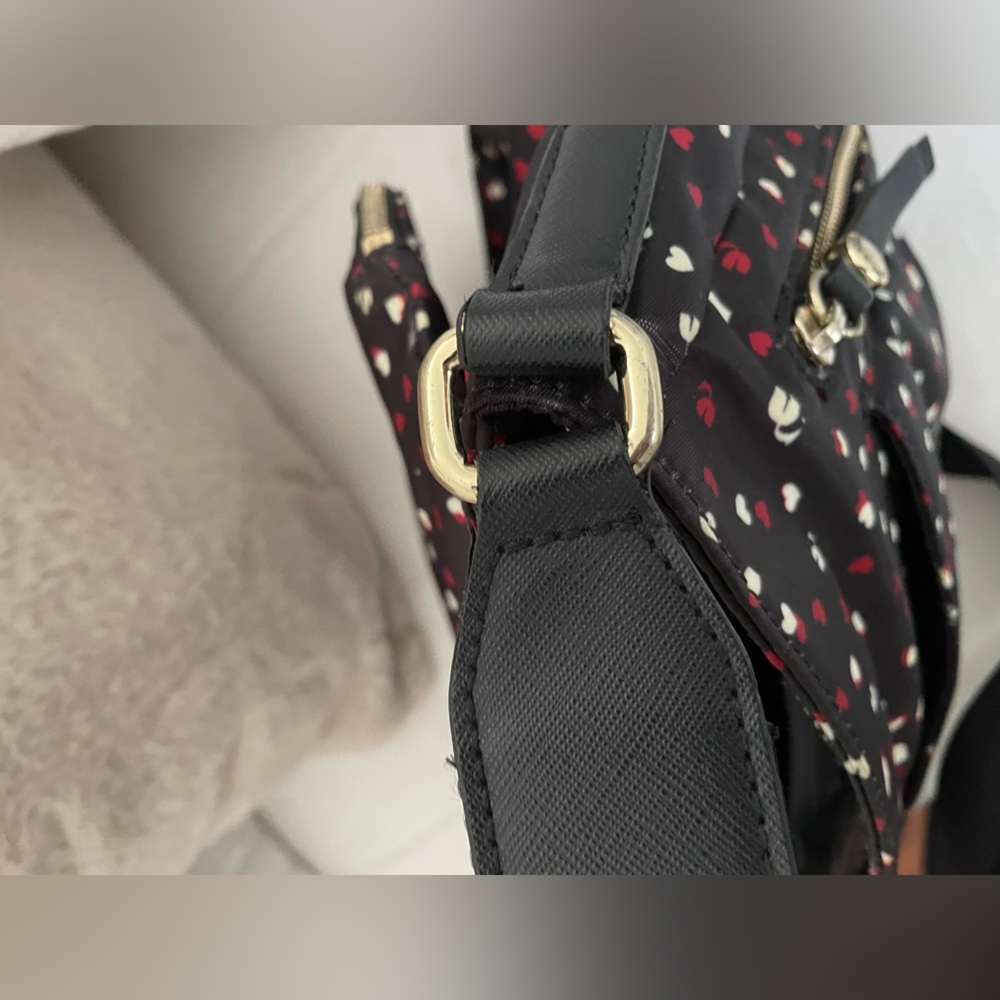 Karl Lagerfeld Paris Cara Black Crossbody Bag with Red and White Hearts - Picture 9 of 10